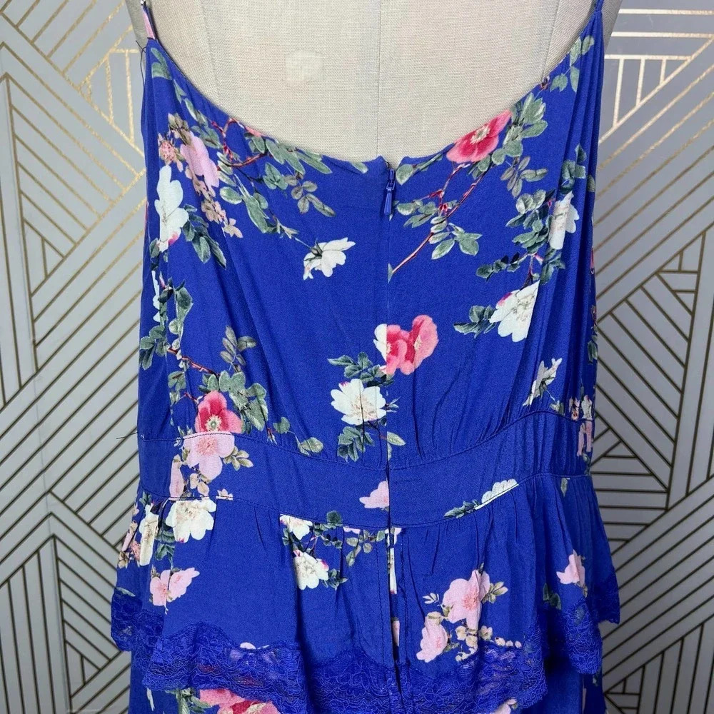 Lovers + Friends Teresa Floral Ruffle Mini Dress in Feeling Blue Size US XL - Picture 8 of 12